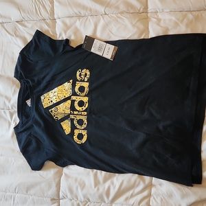 Black and gold adidas tshirt with side slits